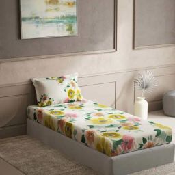 DDecor Yellow Cotton 150 TC Single Size Bedsheet With Pillow Cover-21