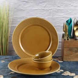 VarEesha Mustard Ceramic 4 Piece Dinner Set-31
