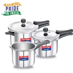 Prestige Silver Stainless Steel Outer Lid Pressure Cooker Set (2 L,3 L & 5 L)-35