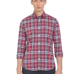 Arrow Pink Cotton Slim Fit Checks Shirt-picture-10