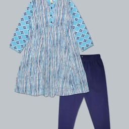 Kiddopanti Kids Blue Printed Full Sleeves Kurta Set-image-92