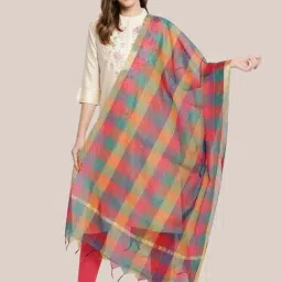 Dupatta Bazaar Multicolor Chequered Dupatta-image-40