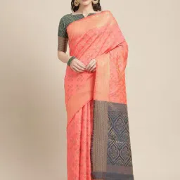 Blissta Peach Woven Patola Saree With Unstitched Blouse-picture-30