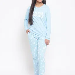 Lil Tomatoes Kids Sky Blue Printed Full Sleeves T-Shirt + Pyjamas-image-40