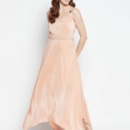 MADAME Peach Striped Maxi Dress-image-46