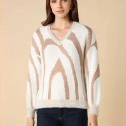 Allen Solly White Jacquard Pattern Sweater-picture-29