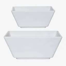 Servewell Hammered White Melamine Square Matte 2 Serving Bowl image 2
