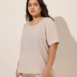 Gia by Westside Beige Crinkle-Textured Top-picture-26