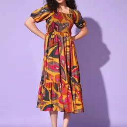 STARWORD Women Square Neck Fit & Flare Dress-image-58