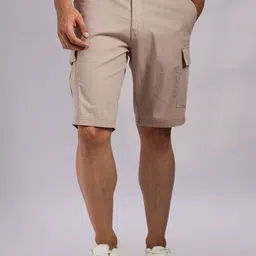 Thomas Scott Men Linen Mid-Rise Regular Fit Cargo Shorts-image-4