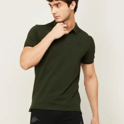 KAPPA Dark Olive Regular Fit Polo T-Shirt-image-8