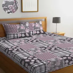 Klotthe Multicolor Cotton Blend 300 TC Elastic Bed Sheet With 2 Pillow Covers-image-73