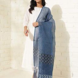 Fabindia Blue Printed Dupatta-image-94