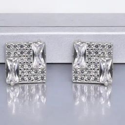 crash.club by CKC 925 Sterling Silver White Gold Square Stud Earrings for Women-picture-14