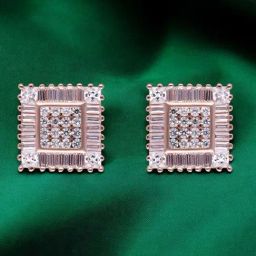 crash.club by CKC 925 Sterling Silver Radiant Rose Gold Square Stud Earrings for Women-picture-2
