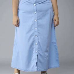 Style Quotient Blue Cotton Regular Fit Plus Size Skirt-picture-40