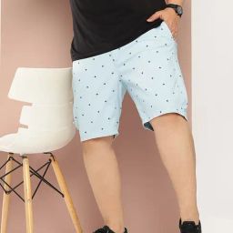 Thomas Scott Blue Cotton Regular Fit Printed Shorts-image-94