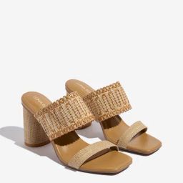 LUNA BLU by Westside Light Brown Raffia-Textured Sandals-image-80