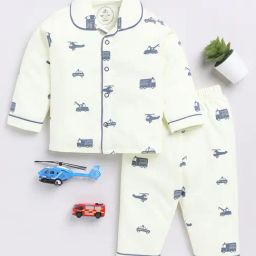 Clt.s Unisex Light Yellow Graphic Print Full Sleeves Shirt With Pyjamas-image-17
