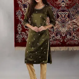 Aurelia Green Embroidered Straight Kurta-image-23