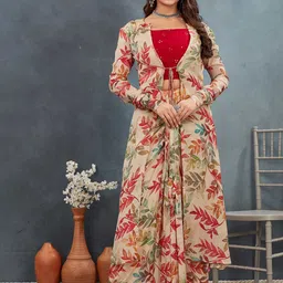 TWAM SUNDARA Spring Reverie Embroidered Top & Skirt With Jacket CO-Ords-image-0