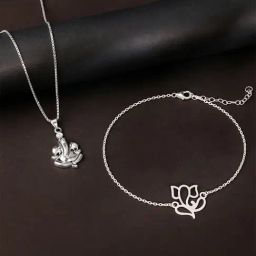 GIVA 925 Sterling Silver Ganesha Rakhi Bracelet and Pendant Set for Men-picture-4