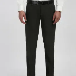 Peter England Grey Slim Fit Texture Trousers-image-70