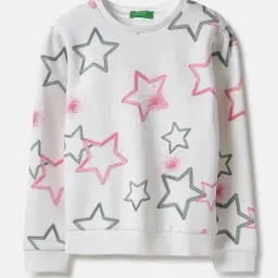 United Colors of Benetton Girls White Printed Full Sleeves Sweatshirt-image-87