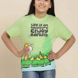 Kidsville Peanuts Printed Green Relaxed Fit T-Shirt For Boys-image-28