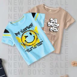 Codez Kids Blue & Brown Printed T-Shirt (Pack Of 2)-image-63