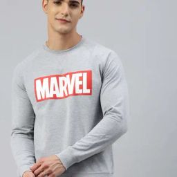 Sporto Marvel Grey Melange Regular Fit Printed Sweatshirt-image-98