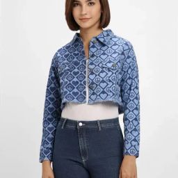 Forever 21 Blue Cotton Printed Jacket-picture-8