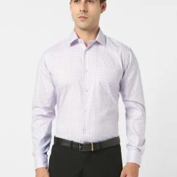 Van Heusen White Cotton Regular Fit Checks Shirt-image-40