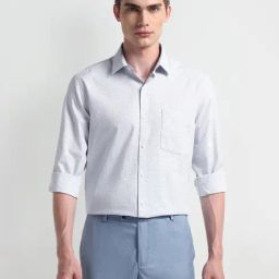 Arrow Grey Cotton Regular fit Self Shirt-image-20