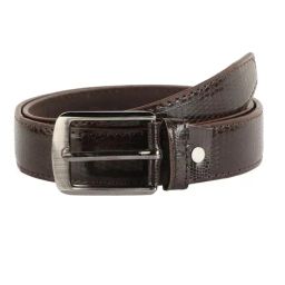 ZEVORA Brown Textured Leather Casual Belt-image-65