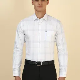Allen Solly White Cotton Slim Fit Checks Shirt-picture-15