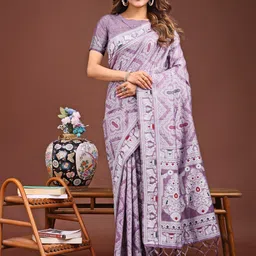 LeeliPeeri Designer Linen Blend Designer Ikat Saree-picture-11