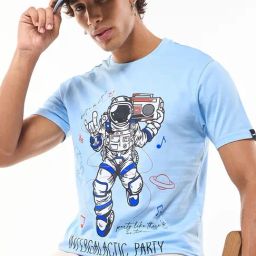Bewakoof Blue Regular Fit Graphic T-Shirt-picture-49