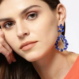 YouBella Golden Blue Stone Studded Dangler Earrings for Women-22