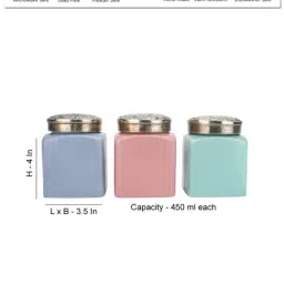 VarEesha Multicolor Ceramic Jars With Metal Lid - Set of 3 image 5