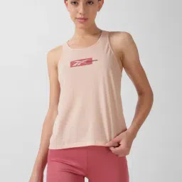 Reebok Pink Logo Print Sports Tank Top-image-41