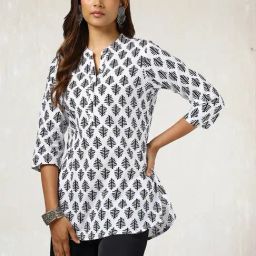 Soch White & Black Cotton Printed Tunic-92