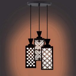 Gojeeva Black & White Textured Wooden Rectangle Shaped Ceiling Lamp-picture-31