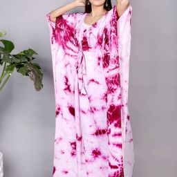 MOTHERHOOD BY SNEHAL Women Tie and Dye Print Round Neck Kaftan Maxi Dress-image-22