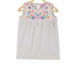 Cherry Crumble Girls Grey Embroidered Pure Cotton Top-image-53