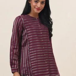 Fabindia Wine Striped Tunic-image-47