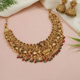 SGA FASHION Gold-Plated AD Studded & Beaded Jewellery Set-image-30