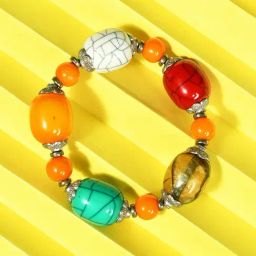 IMLI STREET Multi-Coloured Artificial Stone Stretchable Bracelet for Women-10