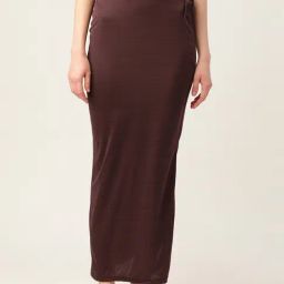 Ms.Lingies Brown Plain Saree Shapewear-47