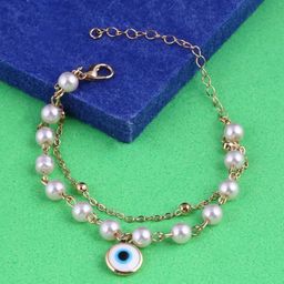 Jewelz Gold-Plated Evil Eye & Pearl Beaded Charm Bracelet-image-76